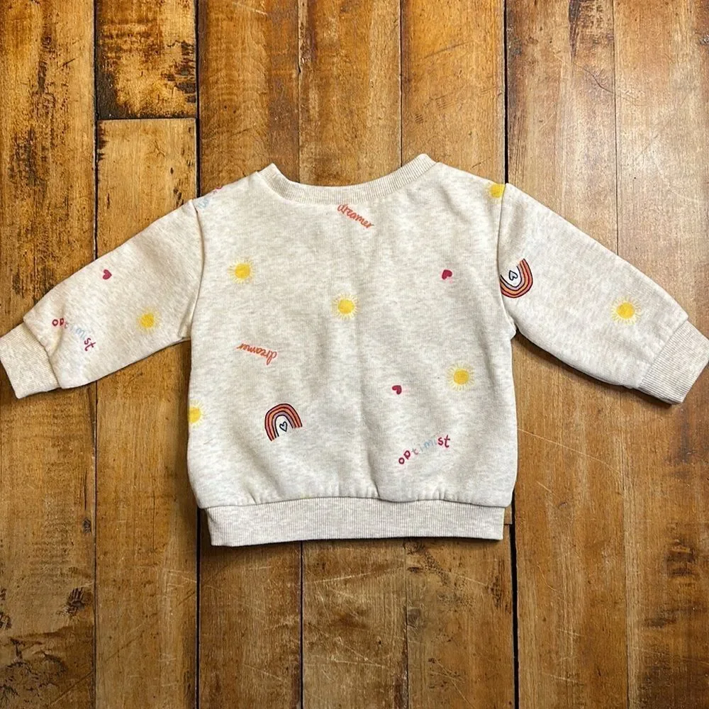 Old Navy sweatshirt crewneck size 3 to 6 months boho rainbows sunshine hearts